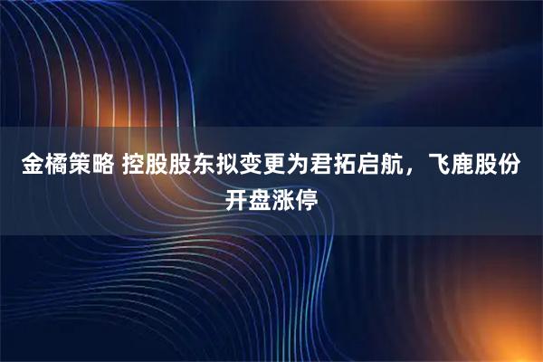 金橘策略 控股股东拟变更为君拓启航，飞鹿股份开盘涨停